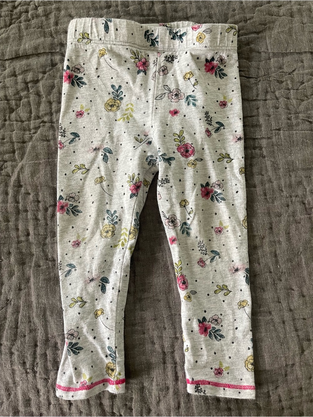 Mud Pie Grey Floral Leggings Pink Yellow 12-18 Months Baby Girl Georgia